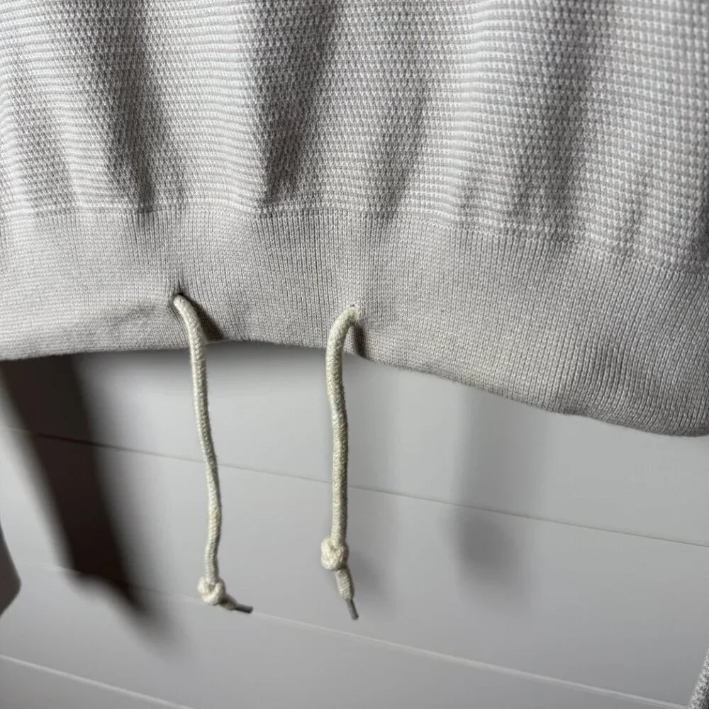 Varley Buckingham Sweater Large Oatmeal Knit Drawstring Hem Quarter Zip Pullover - Picture 8 of 8